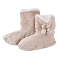 Hausschuhe Bootie, Uni/beige, Größe 37-39