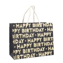 Geschenktüte Happy Birthday, schwarz, 23 x 18 cm