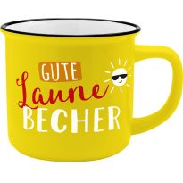 Becher Emaille-Optik, Gute Laune Becher, 350 ml