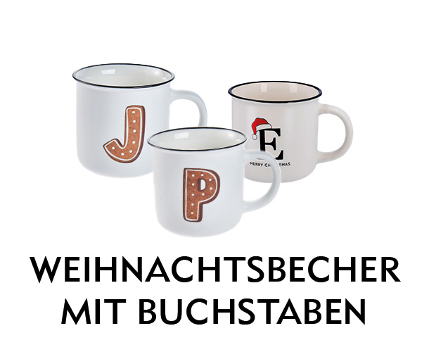 Weihnachtsbecher mit Buchstaben